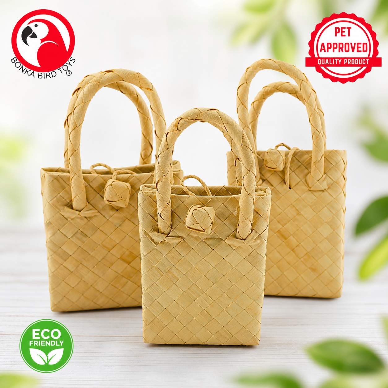 3298 Pk3 Palm Leaf Bag - Bonka Bird Toys