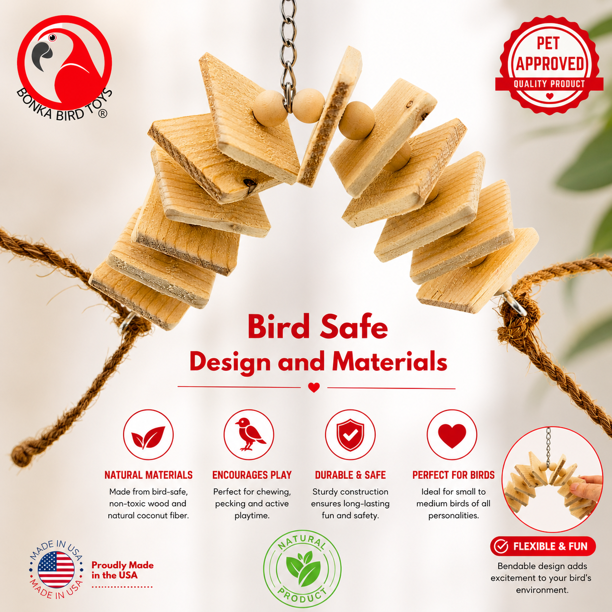 1315 Natural V Step - Bonka Bird Toys