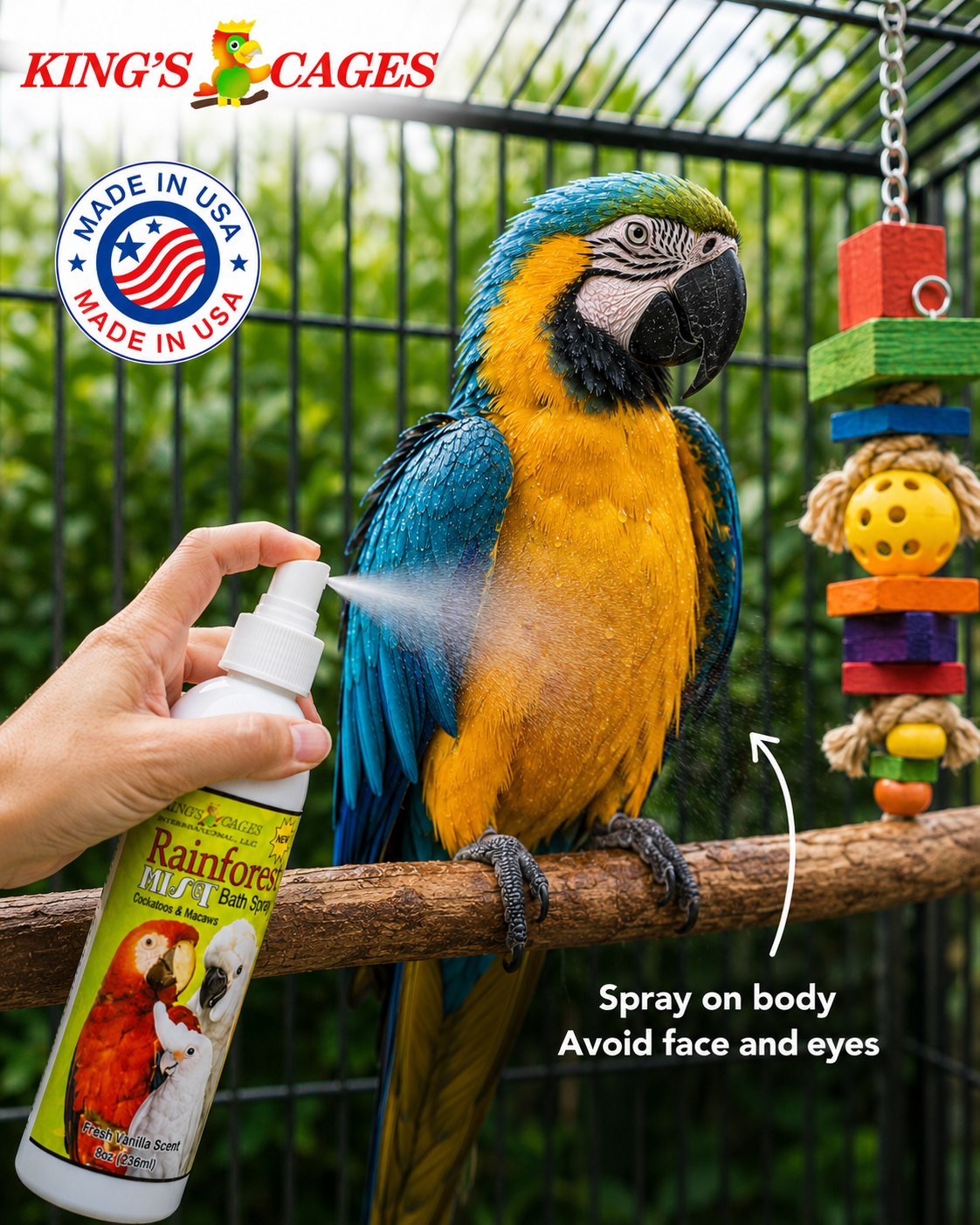 White Rainforest Mist Cockatoos and Macaw 8oz - Bonka Bird Toys