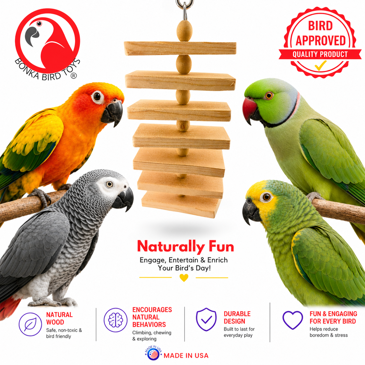 2787 Natural Slat Chewer - Bonka Bird Toys