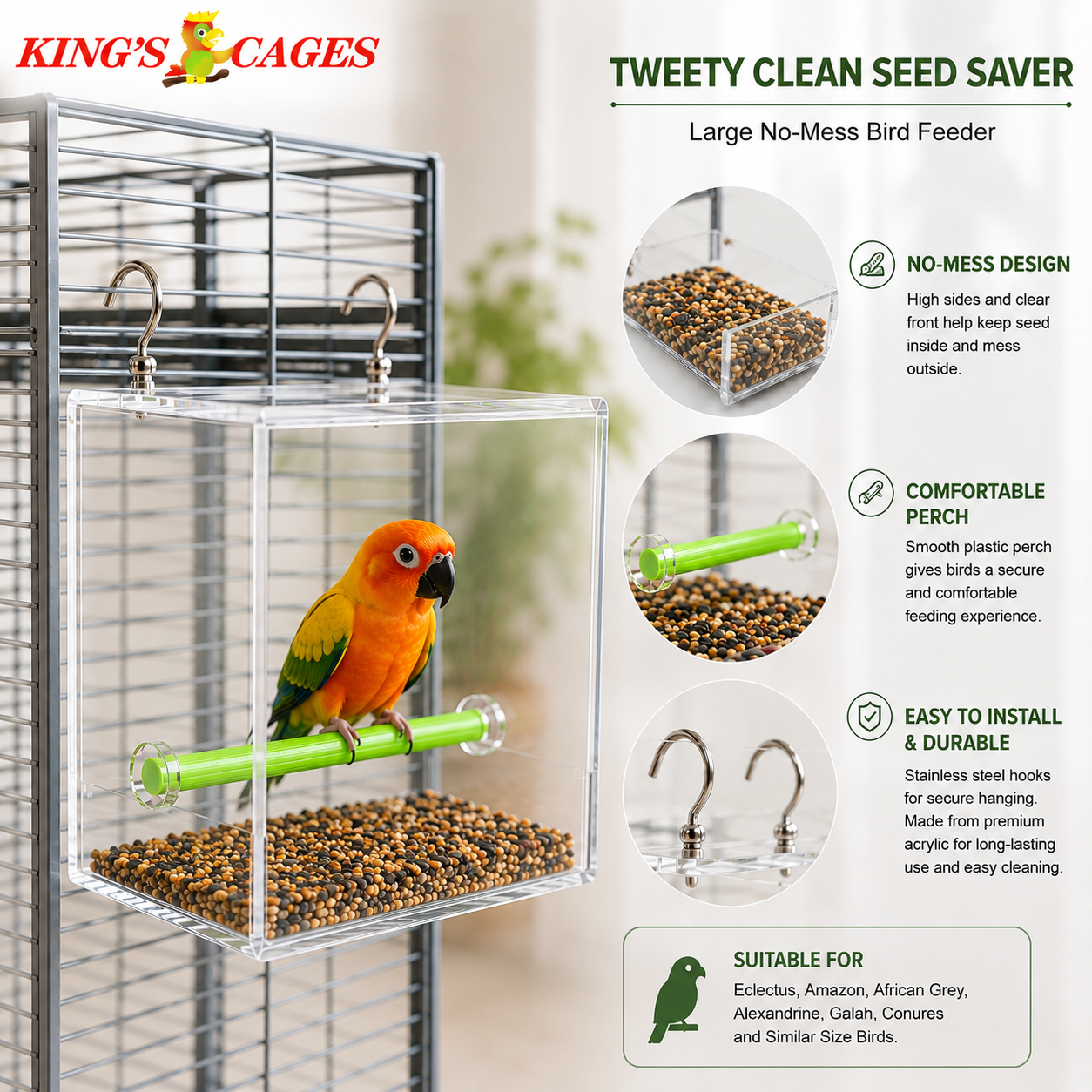 Large Tweeky Clean Bird Seed Feeder On Sale! - Bonka Bird Toys