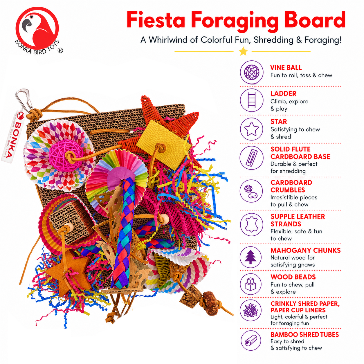 2644 Fiesta Foraging Board - Bonka Bird Toys