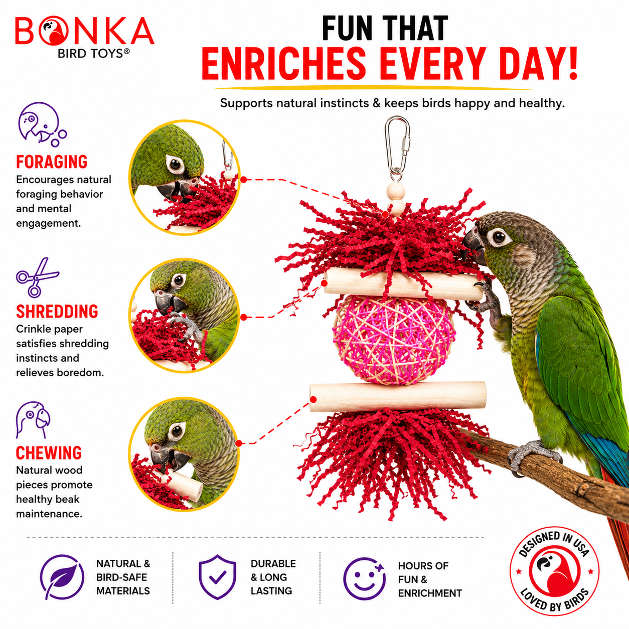 3885 Sola Heart Log - Bonka Bird Toys