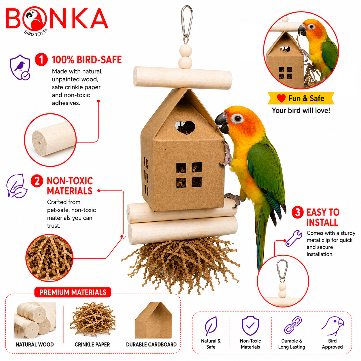2610 Sola Log Cabin - Bonka Bird Toys