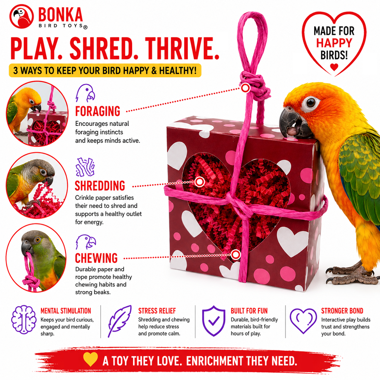 2764 Heart Box Forager - Bonka Bird Toys