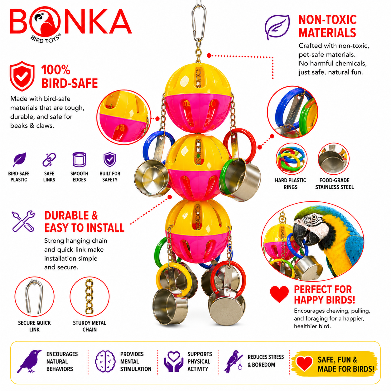 1429 Huge Triple Tuff Pot - Bonka Bird Toys