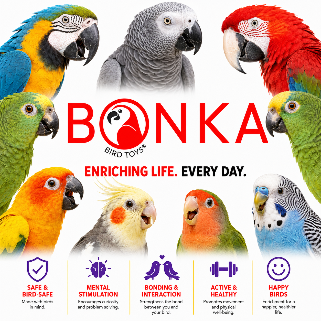 1961 Large Rope Coil Charm Swing - Bonka Bird Toys