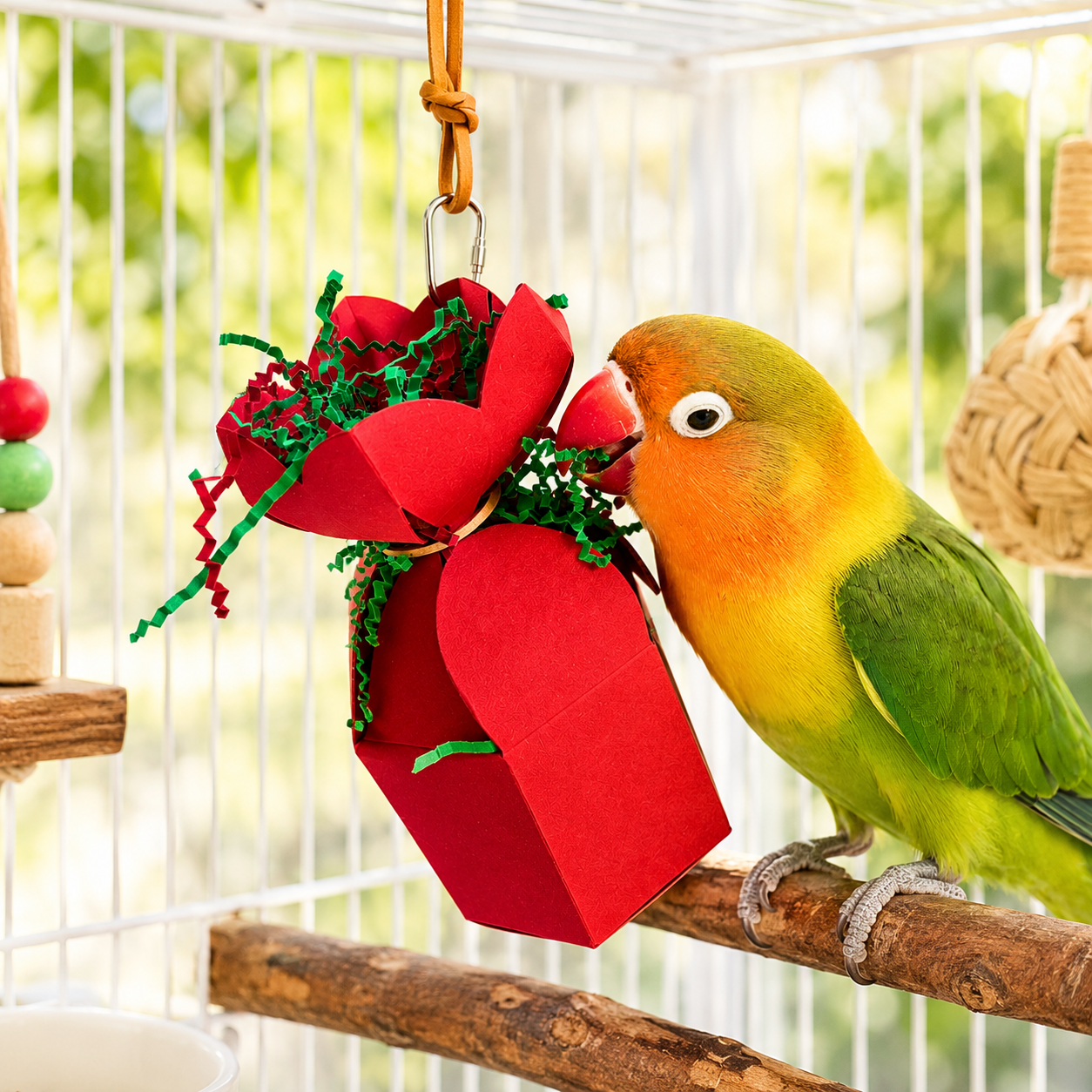 2760 Red Crinkle Gift Box - Bonka Bird Toys