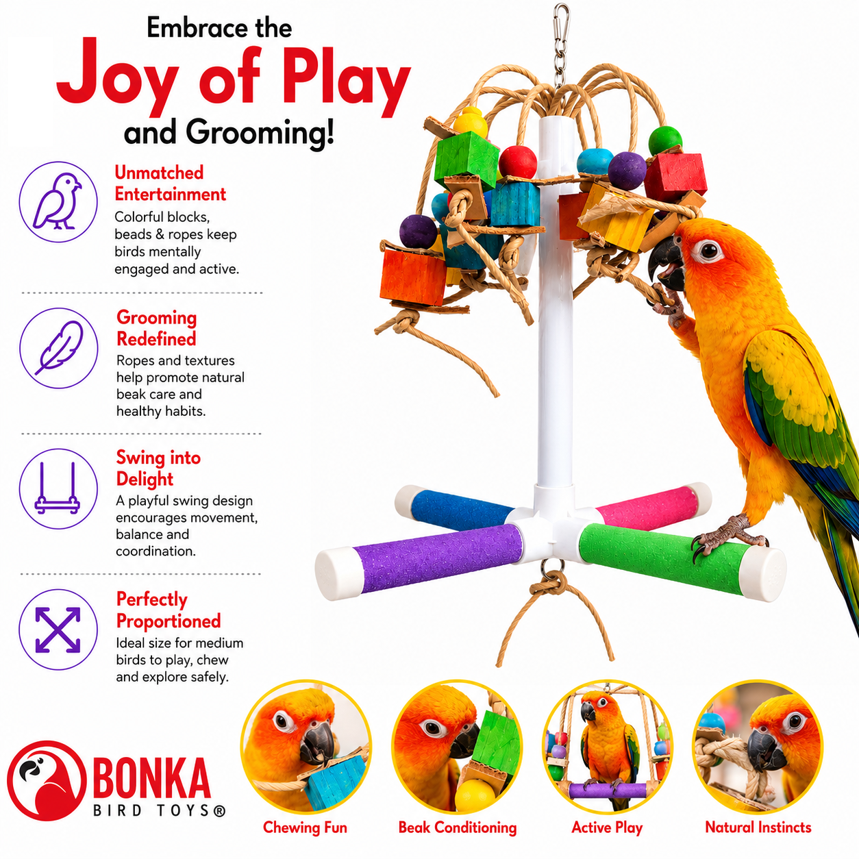 2597 Quad PVC Bird Perch - Bonka Bird Toys