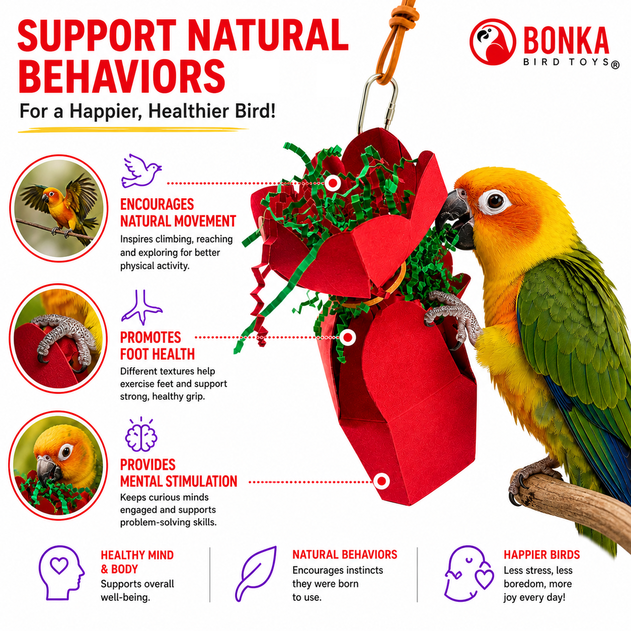 2760 Red Crinkle Gift Box - Bonka Bird Toys