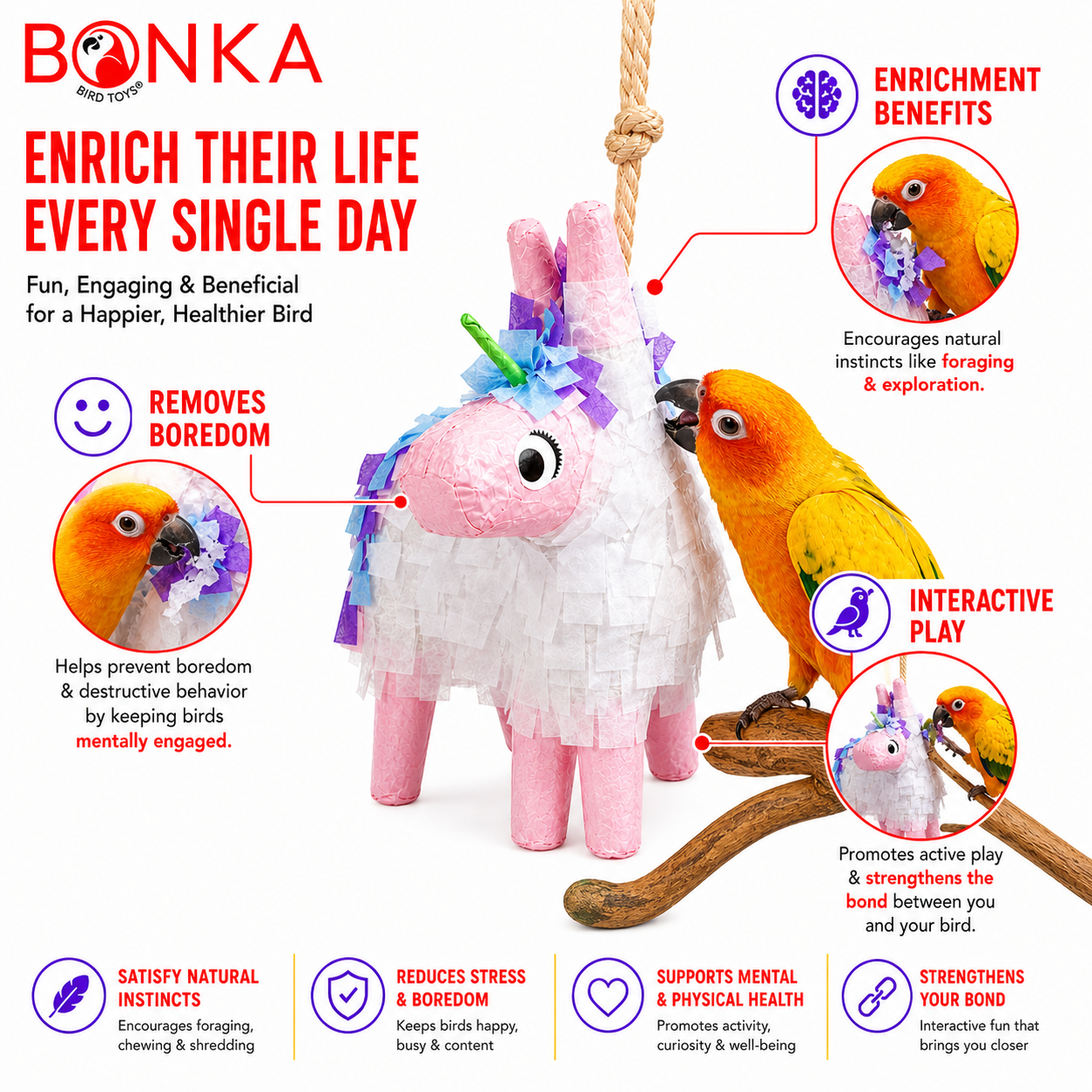 2622 Foraging Unicorn Donkey Pinata - Bonka Bird Toys