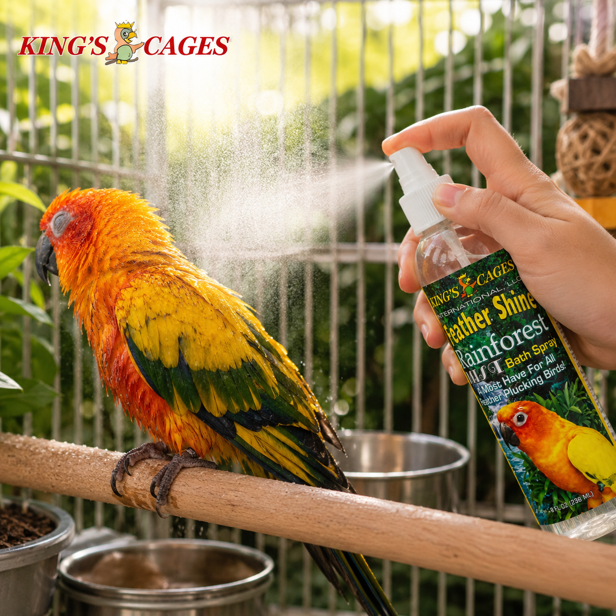 Kings Cages Rainforest Mist Feather Shine Bath Spray For 8oz - Bonka Bird Toys