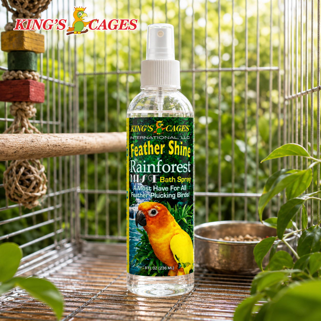 Kings Cages Rainforest Mist Feather Shine Bath Spray For 8oz - Bonka Bird Toys