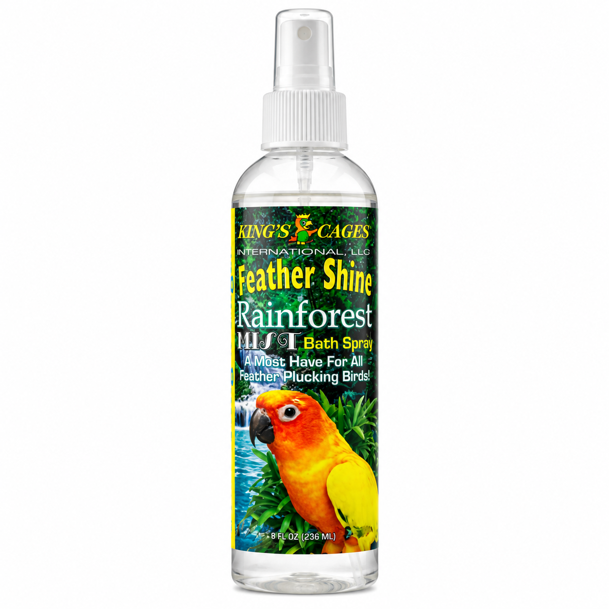 Kings Cages Rainforest Mist Feather Shine Bath Spray For 8oz - Bonka Bird Toys