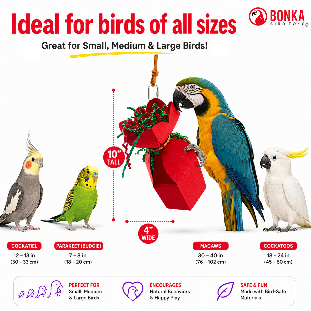 2760 Red Crinkle Gift Box - Bonka Bird Toys