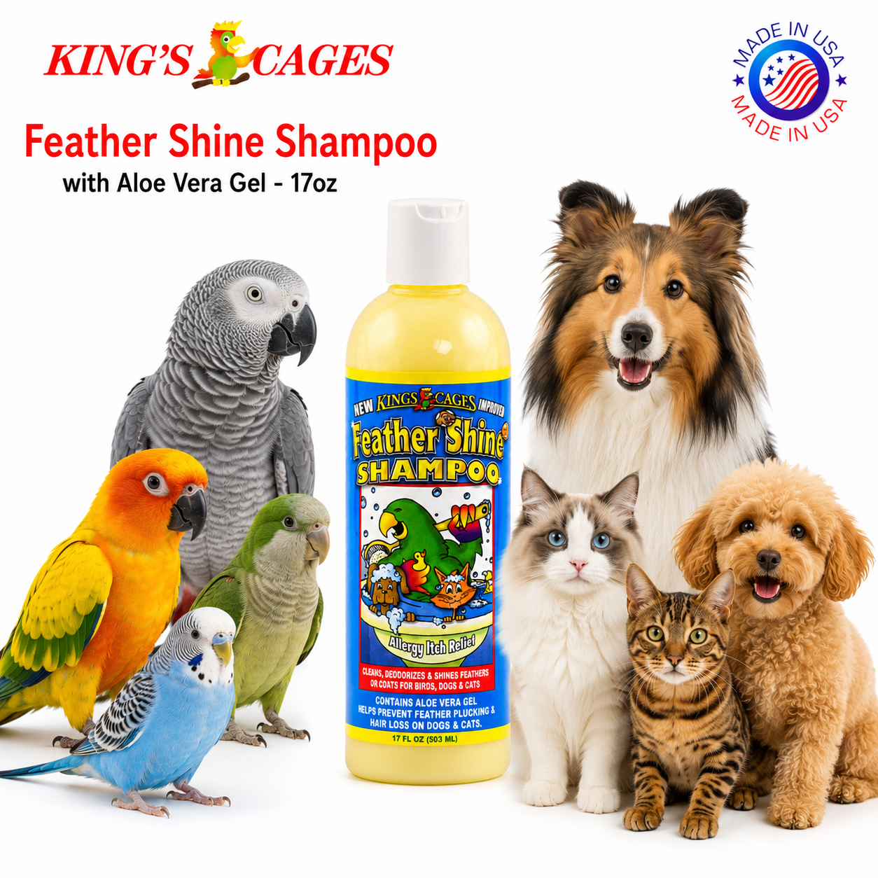 Kings Cages Feather Shine Shampoo 17oz - Bonka Bird Toys