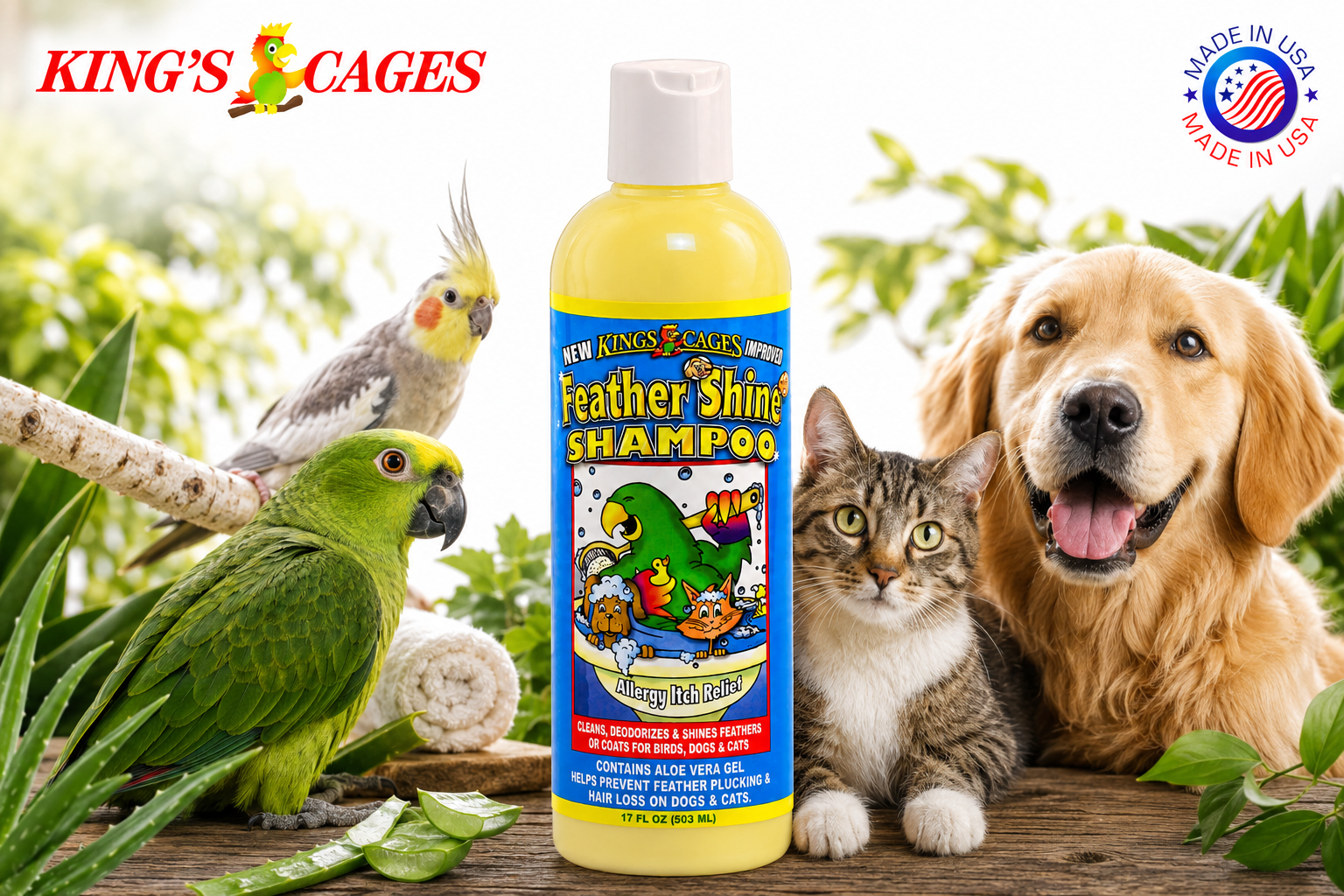 Kings Cages Feather Shine Shampoo 17oz - Bonka Bird Toys