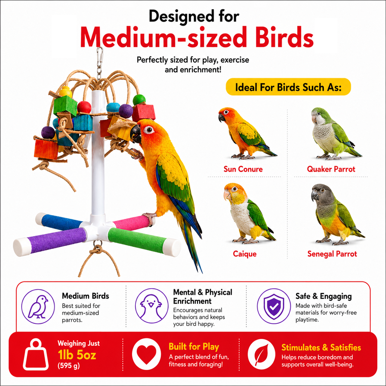 2597 Quad PVC Bird Perch - Bonka Bird Toys