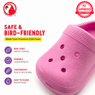 Pink EVA foam bird toy shoe for chewing, lightweight and durable parrot enrichment