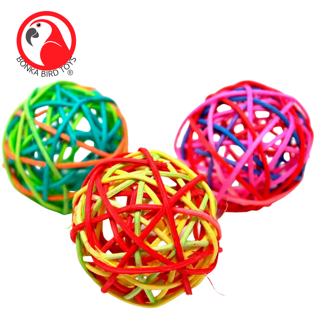 PK3 Natural Crazy Color Vine Balls 2" - Bonka Bird Toys