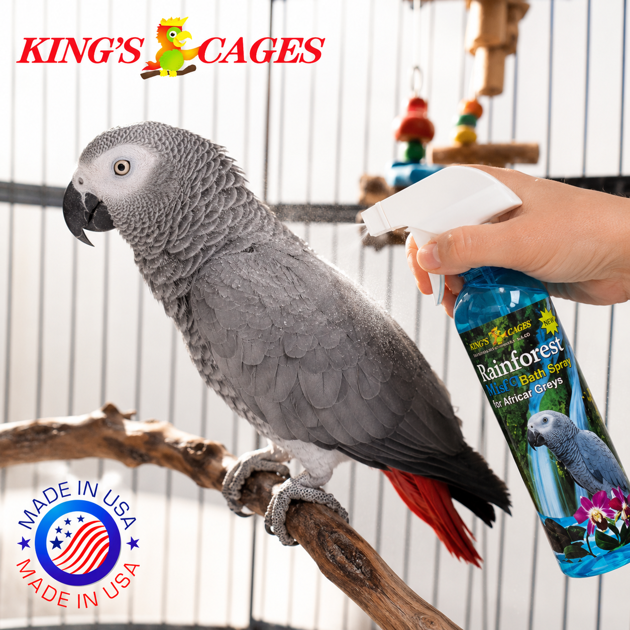Kings Cages Rainforest Mist 17oz Bath Spray African Greys - Bonka Bird Toys