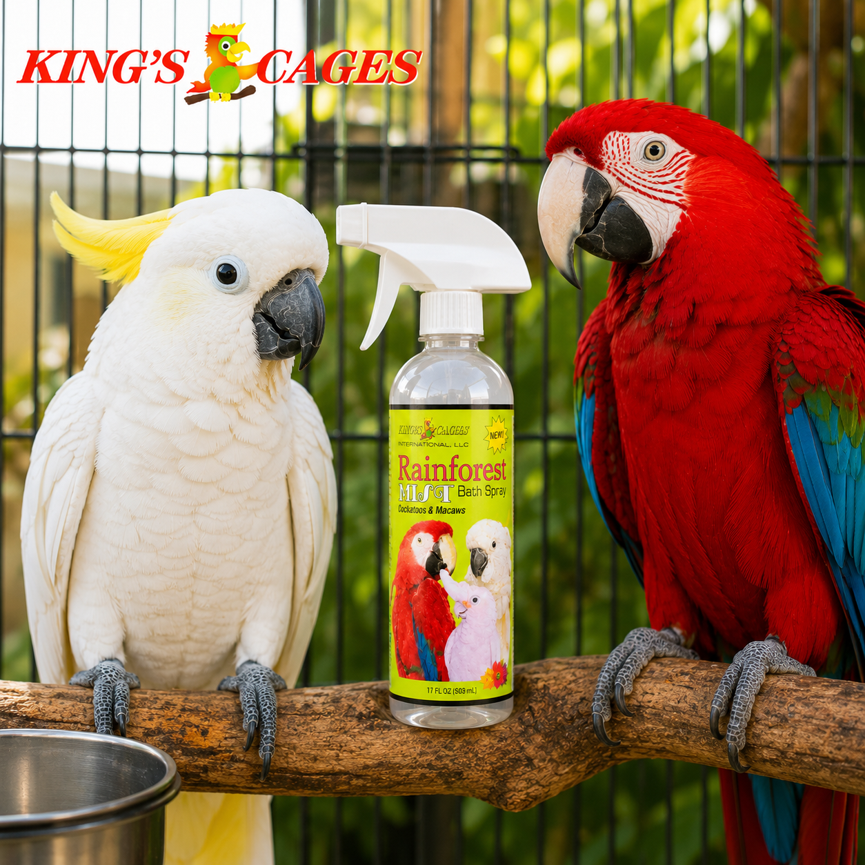 Rainforest Mist White 17oz Bath Spray Cockatoos and Macaws - Bonka Bird Toys
