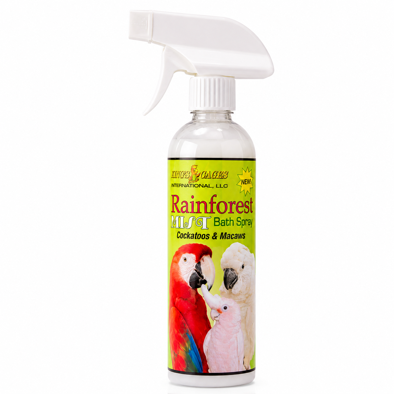 Rainforest Mist White 17oz Bath Spray Cockatoos and Macaws - Bonka Bird Toys