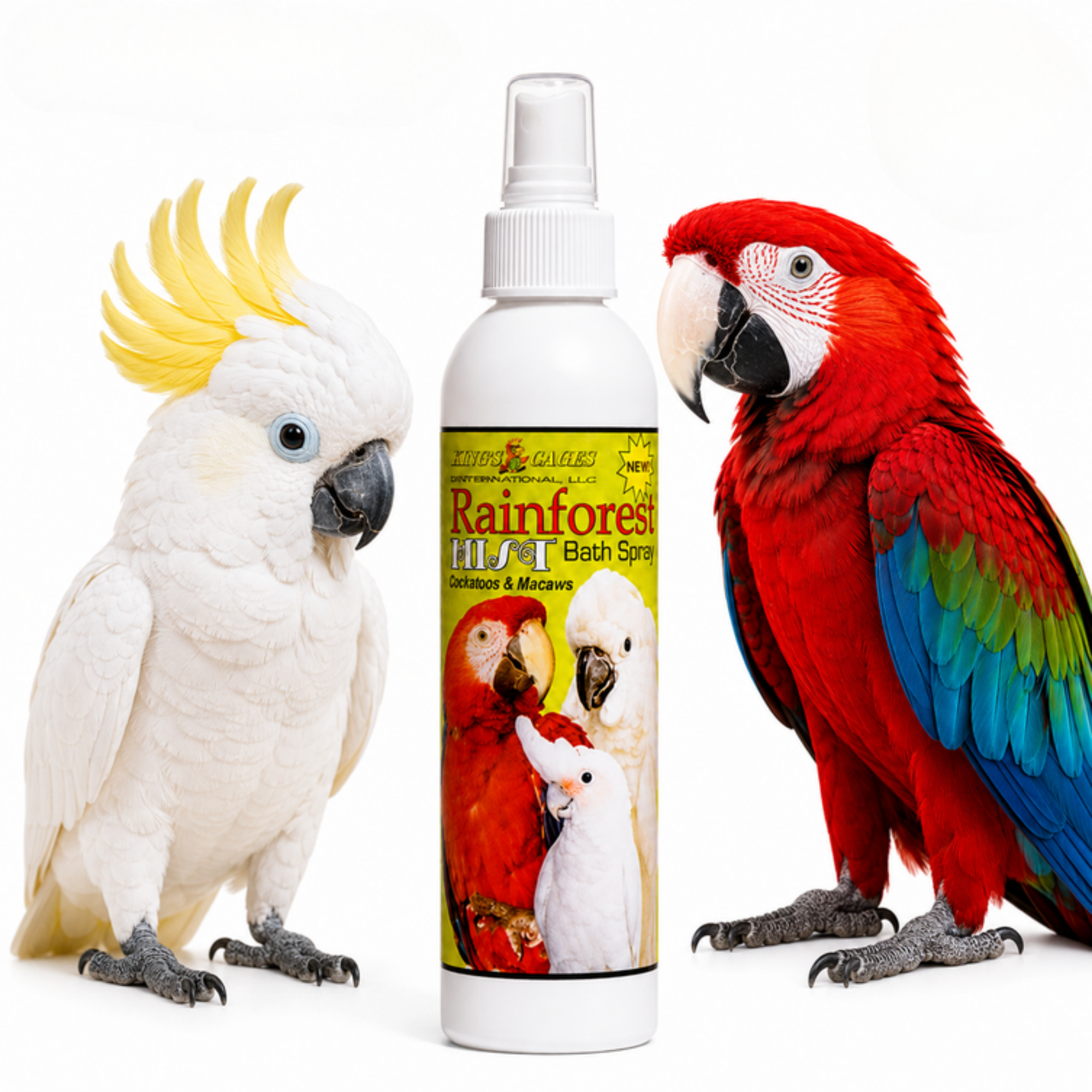 White Rainforest Mist Cockatoos and Macaw 8oz - Bonka Bird Toys