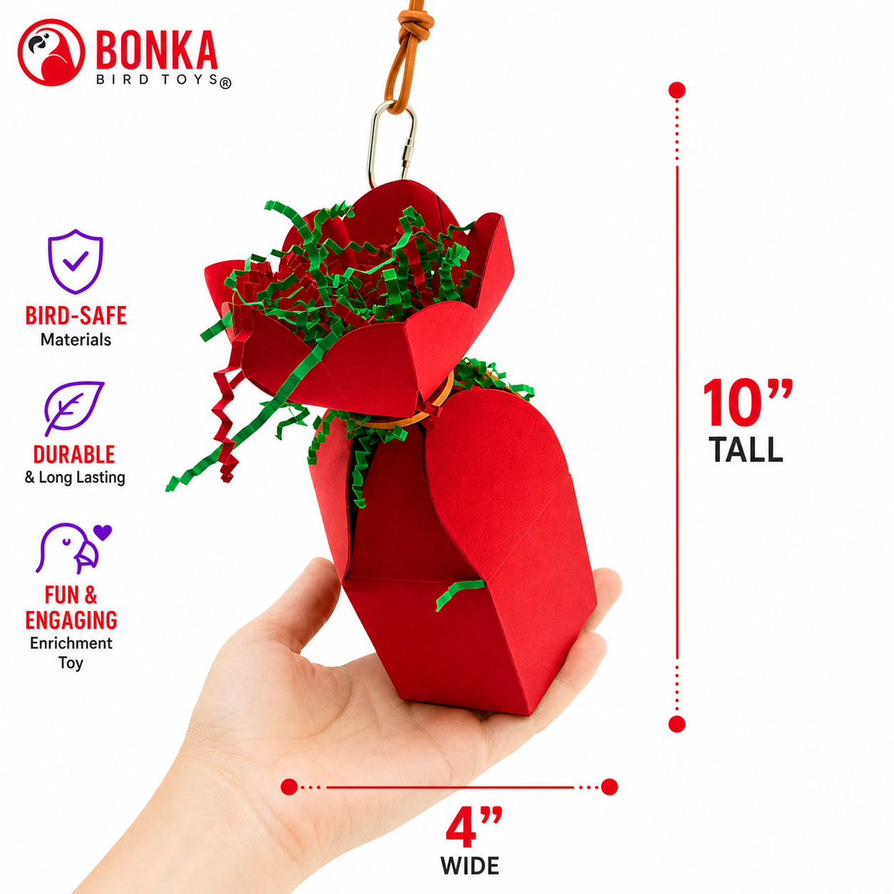 2760 Red Crinkle Gift Box - Bonka Bird Toys