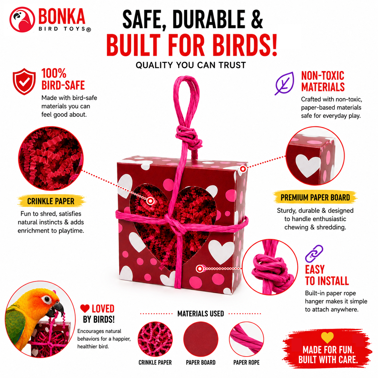 2764 Heart Box Forager - Bonka Bird Toys