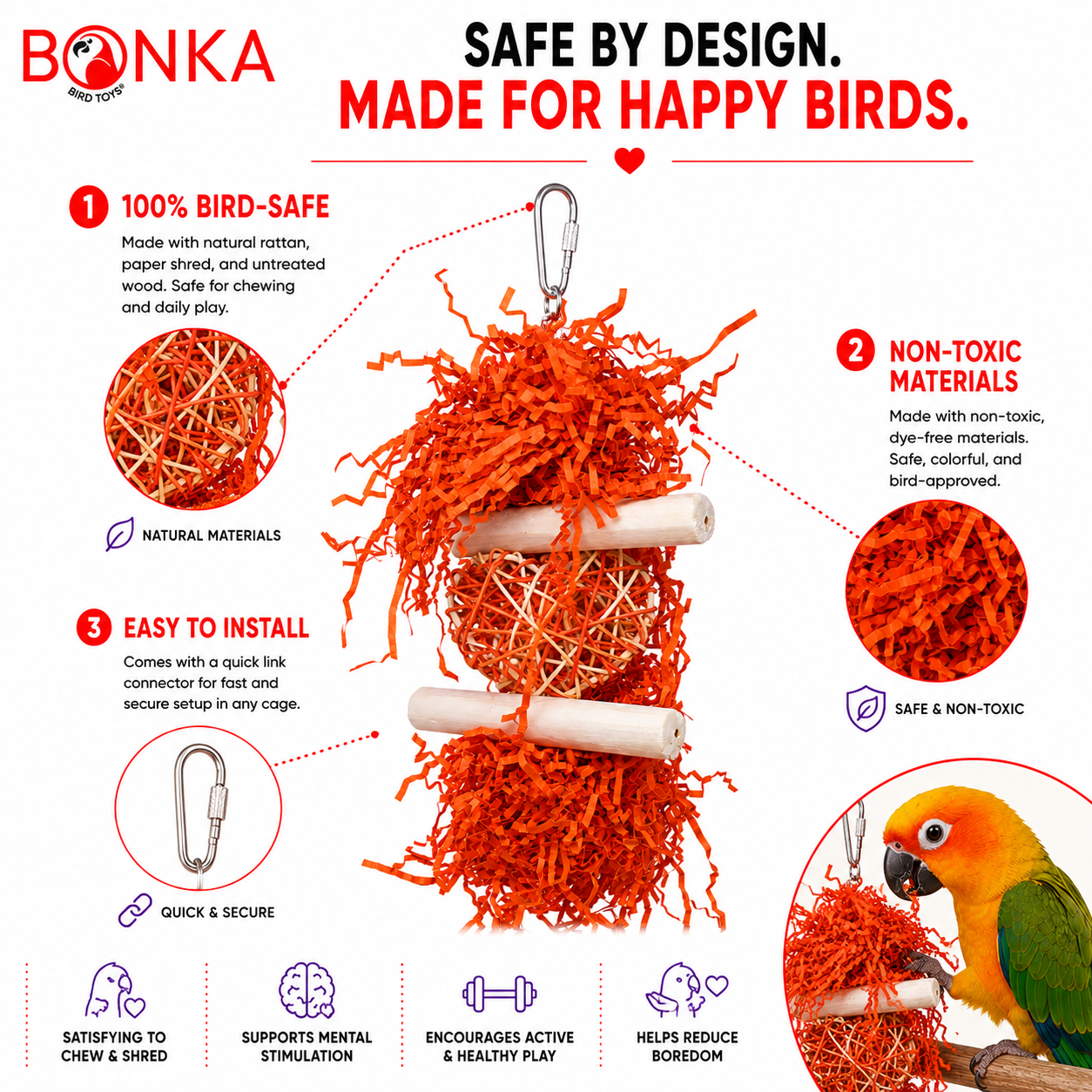 3885 Sola Heart Log - Bonka Bird Toys