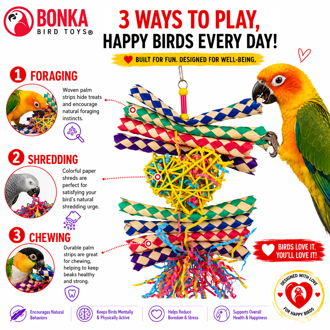 1730 Foraging Heart - Bonka Bird Toys