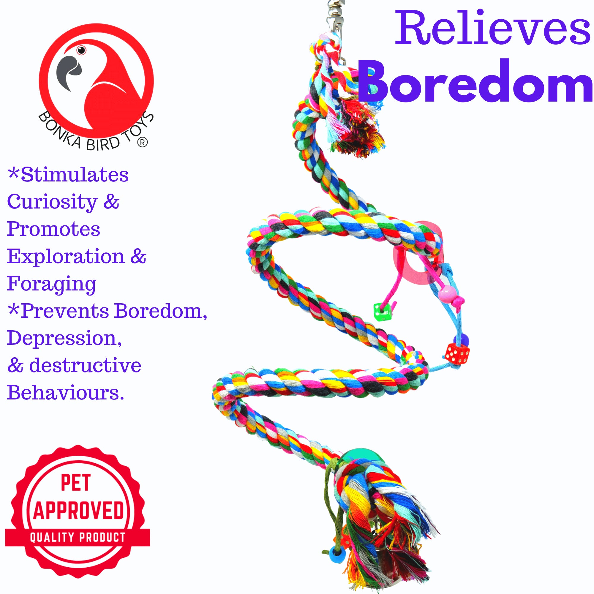 1960 Medium Rope Coil Charm Swing - Bonka Bird Toys