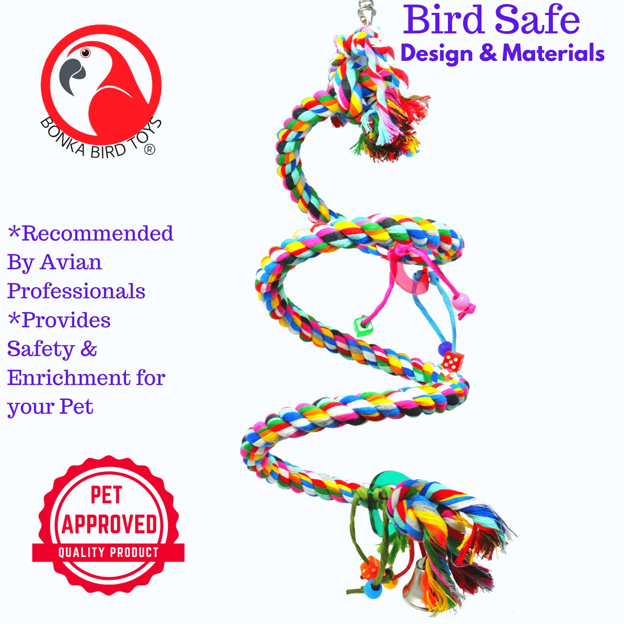 1960 Medium Rope Coil Charm Swing - Bonka Bird Toys