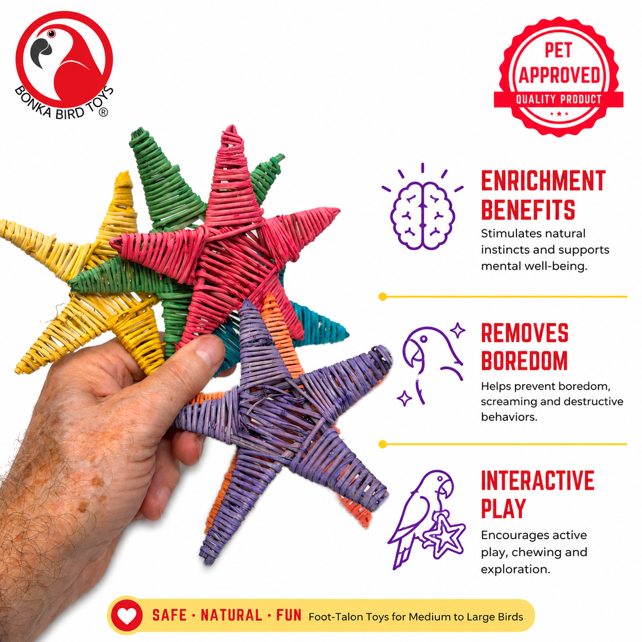 1287 Pk6 Large Color Vine Stars - Bonka Bird Toys