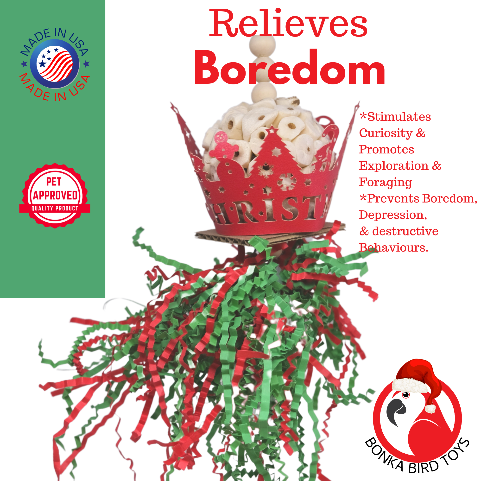 Merry Christmas Crown - Bonka Bird Toys