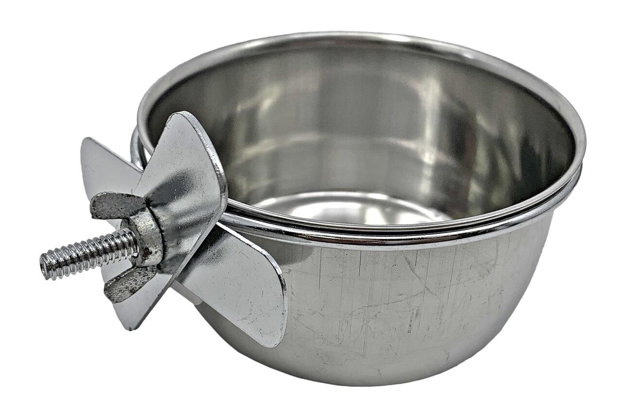 800121 Stainless Steel 10 oz Clamp cup - Bonka Bird Toys