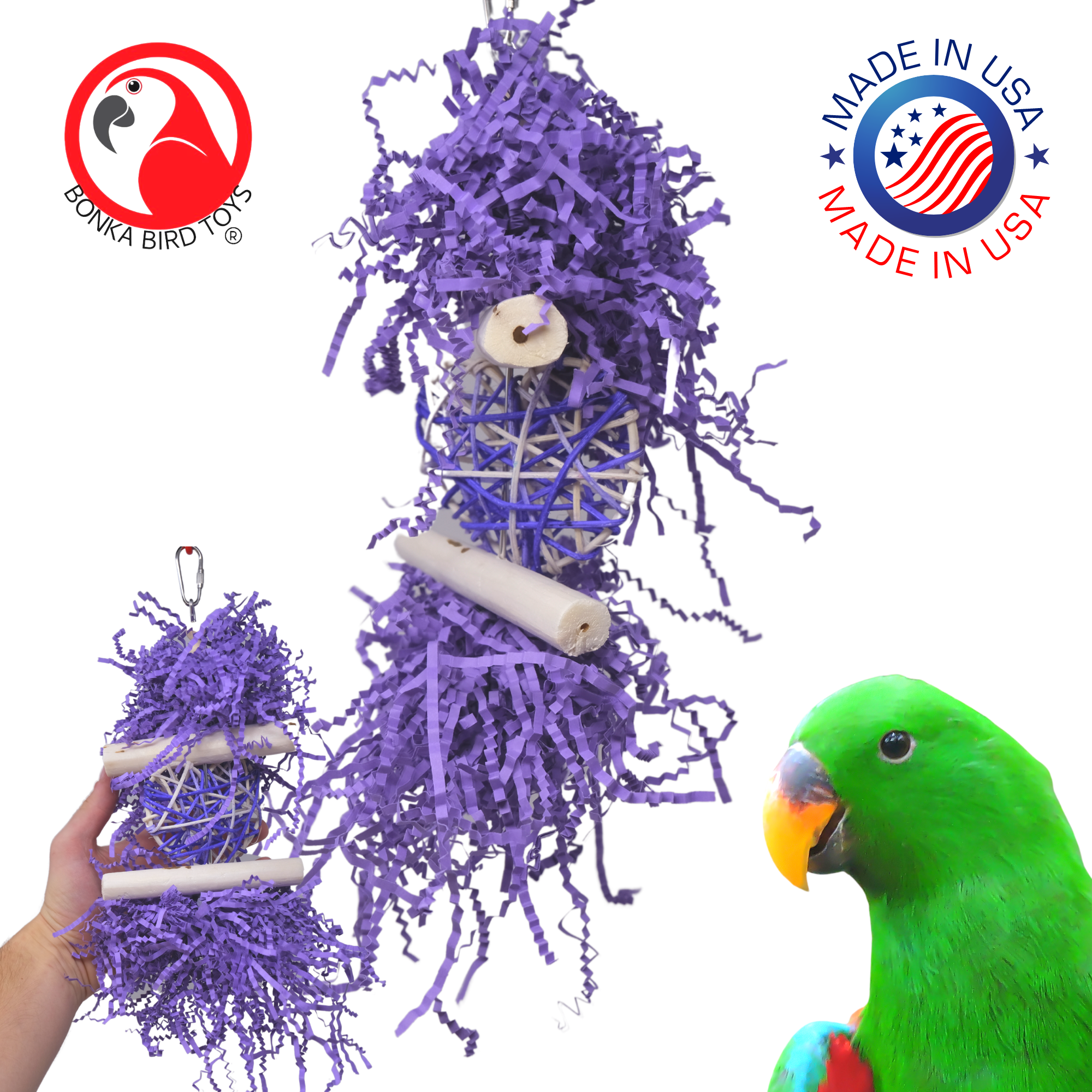 Bonka Bird Toys 3885 Heart Log Five Colored Medium-Large Bird Toy - Bonka Bird Toys