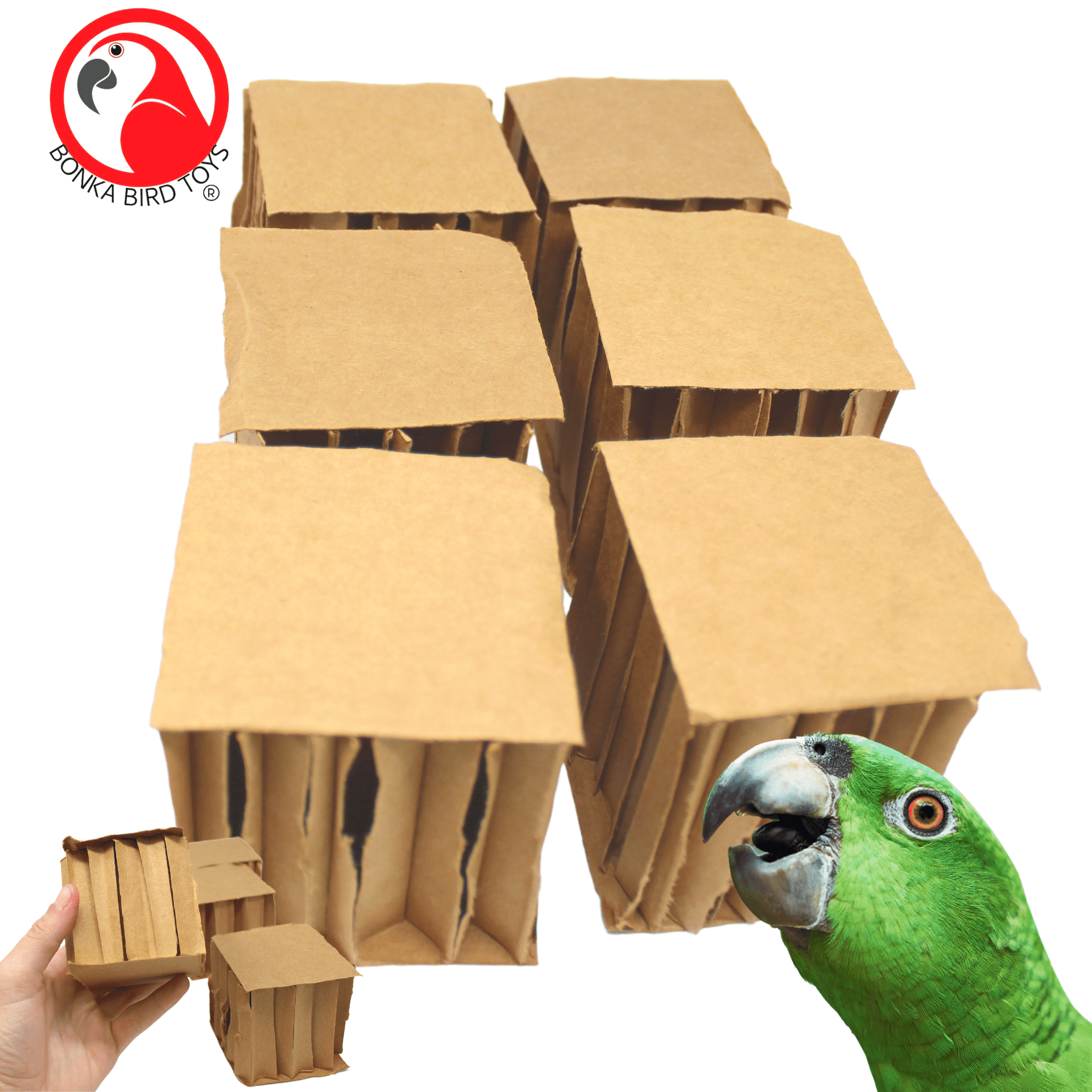 2296 Pk6 3-Inch Cardboard Cubes Bonka Bird Toys - Main Image