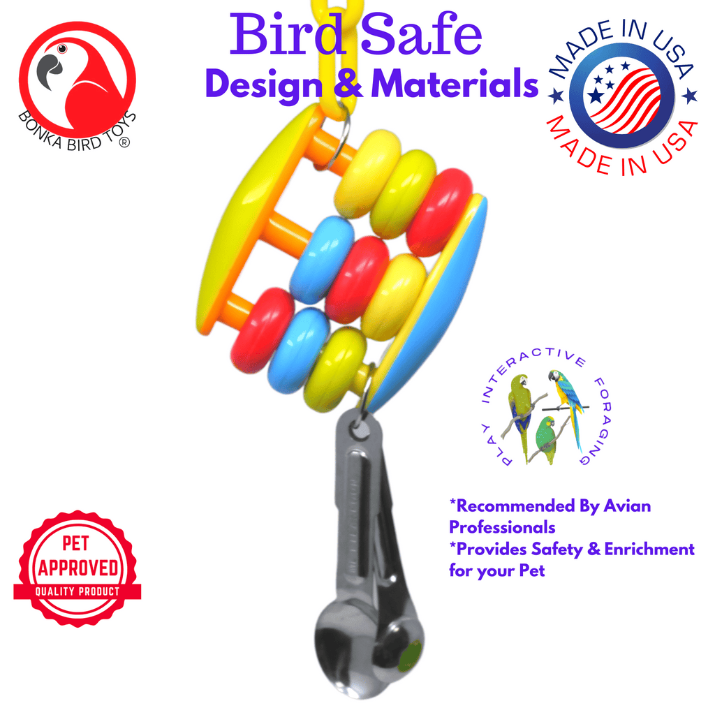 Bonka Bird Toys Spoon Abacus Medium Large Counting Cage Toy (2 Styles) - Bonka Bird Toys