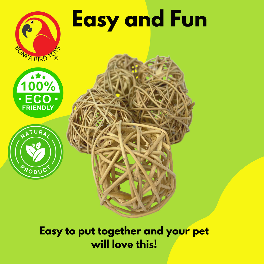 3351 Pk6 Natural Vine Ball 1.5 Inch - Bonka Bird Toys