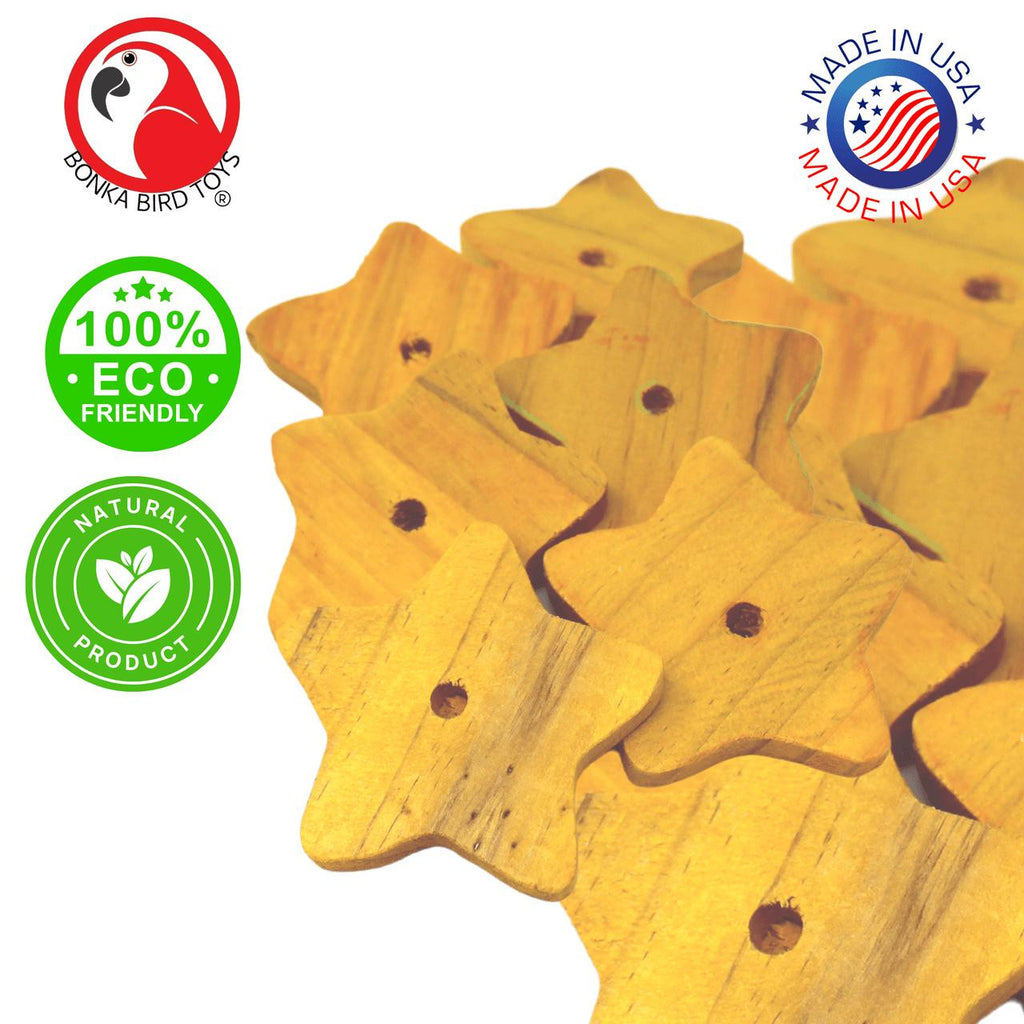 1150 Pk6 Yellow Jumbo Wood Stars - Bonka Bird Toys