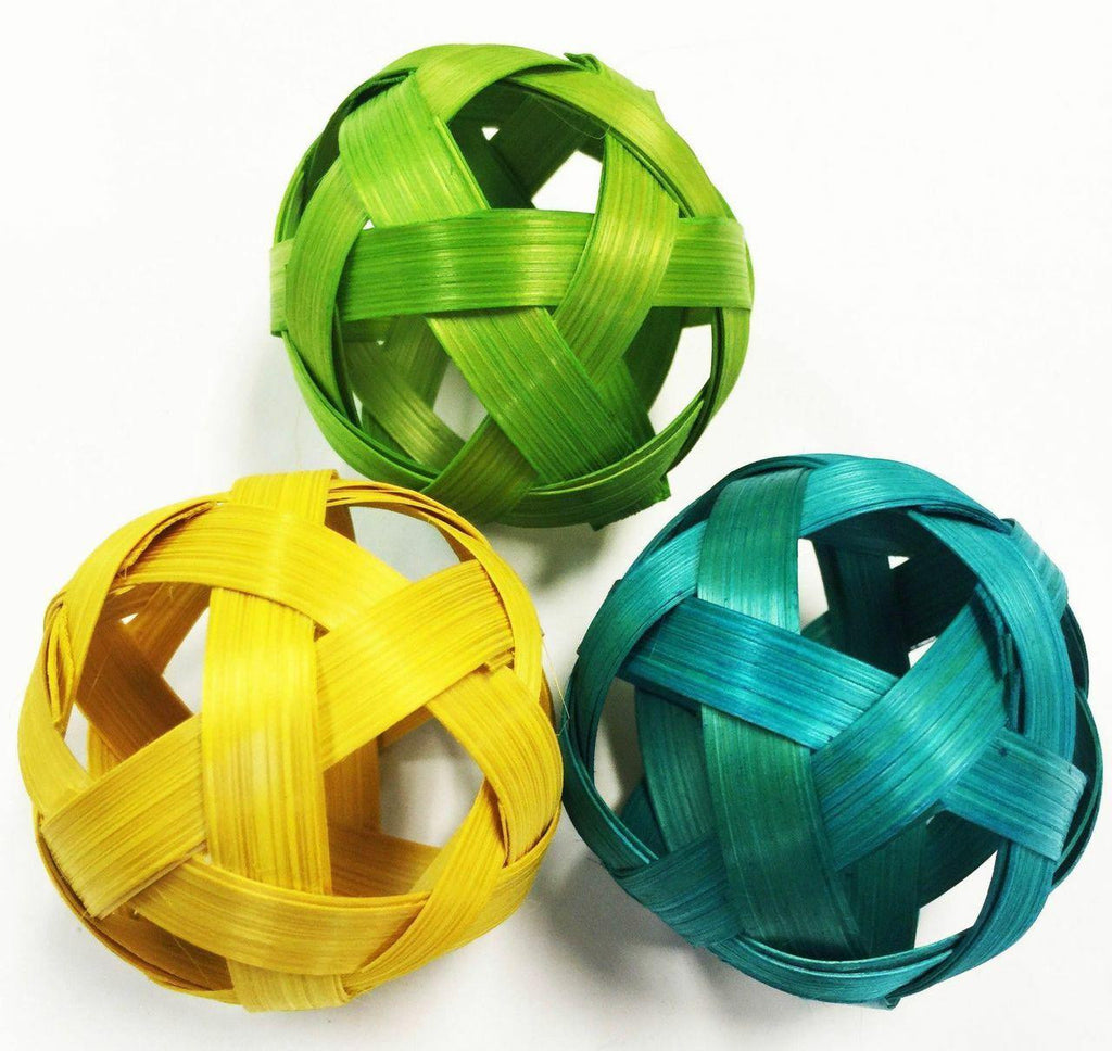 1238 Pk3 Colored Natural Bamboo Balls 2 Inches - Bonka Bird Toys