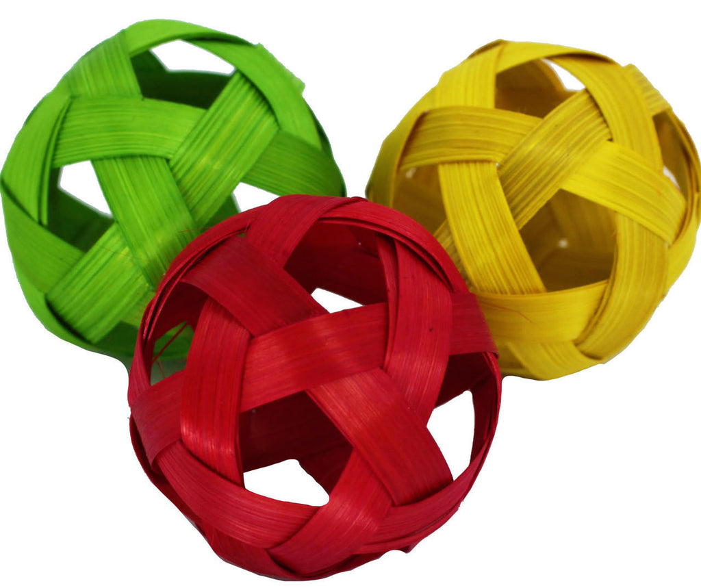 1238 Pk3 Colored Natural Bamboo Balls 2 Inches - Bonka Bird Toys