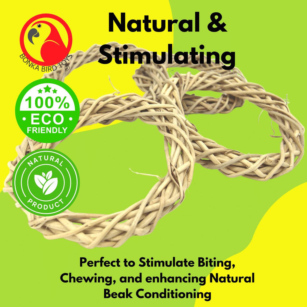 The 1264 Pk4 Large Vine Wreaths from Bonka Bird Toys are useful natural foot toys that your feathered friend will love to play with. Natural foot toys like these are essential for any pet bird's cage or aviary.