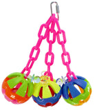 The 1273 Tri-chain Ball from Bonka Bird Toys is a simple but colorful addition that will entertain your medium feathered friend for hours. A sturdy easy to clean toy.