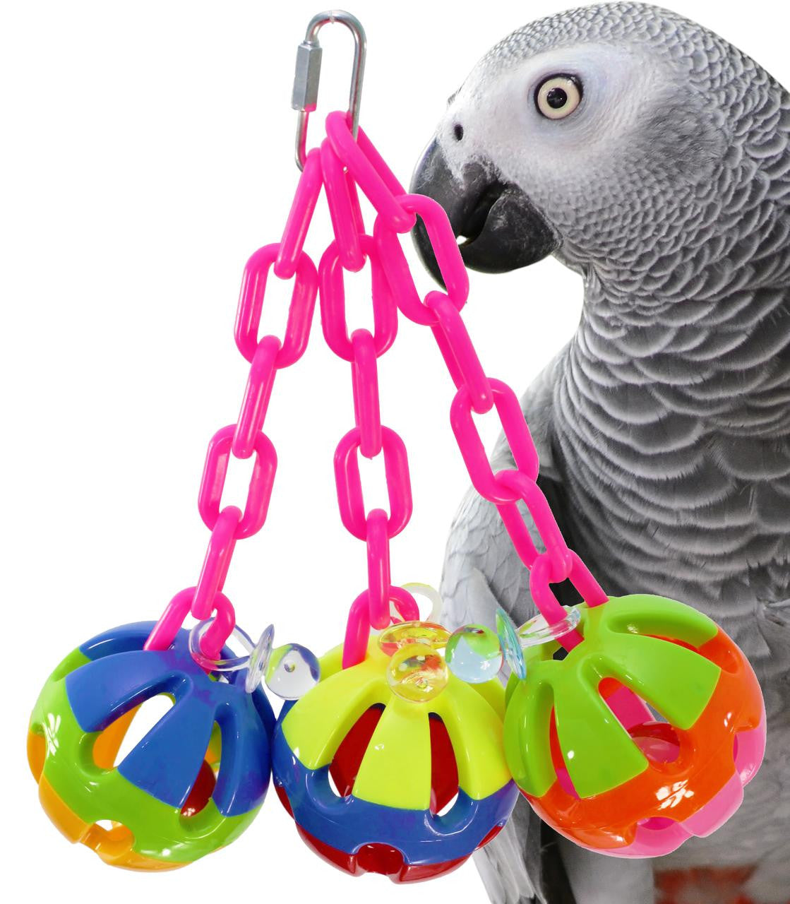 The 1273 Tri-chain Ball from Bonka Bird Toys is a simple but colorful addition that will entertain your medium feathered friend for hours. A sturdy easy to clean toy.