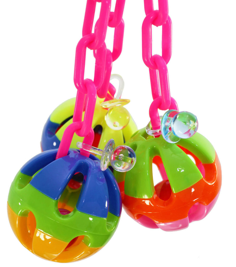 The 1273 Tri-chain Ball from Bonka Bird Toys is a simple but colorful addition that will entertain your medium feathered friend for hours. A sturdy easy to clean toy.