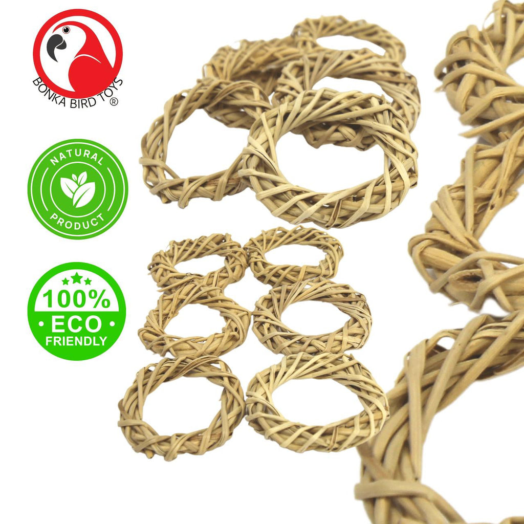 The 1278 Pk6 Small Vine Wreaths from Bonka Bird Toys are useful natural foot toys that your feathered friend will love to play with. Natural foot toys like these are essential for any pet bird's cage or aviary. 