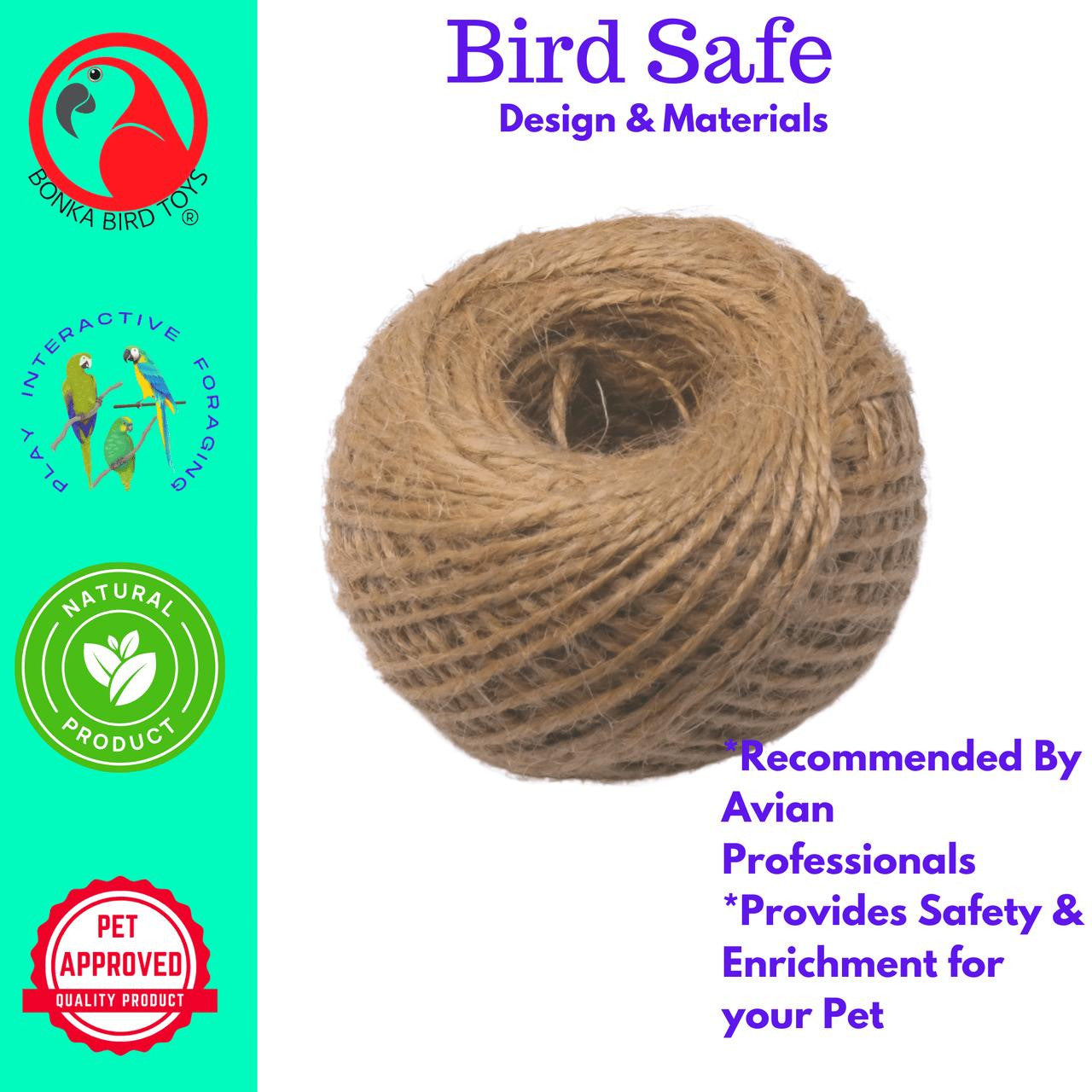 The 1330 Natural Twisted Jute String Rope 220 ft from Bonka Bird Toys is a great Natural Rope that is excellent for birds and other pets alike!. T